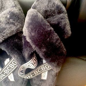 BCBG furry slippers/sandals